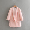 Black Green Pink Casual Blazer Women Spring Summer Three Quarter Sleeve Slim Business Office Ladies Work Blazers