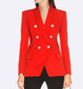Black Red Black Blazer Female Casual Fashion Golden Button Long Blazer Jackets Solid Long Sleeve Ladies Suit Jacket
