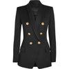 Black Red Black Blazer Female Casual Fashion Golden Button Long Blazer Jackets Solid Long Sleeve Ladies Suit Jacket