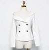 Black White Sexy Off Shoulder Blazer Double Breasted Slash Neck Vintage Slim Coats Office Lady Casual Women Suit Jacket