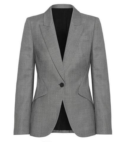 Gray Blazer Women 2022 Slim Back Slit Long Sleeve Single Button Elegant Business Ladies Suit Jacket Work Coat Female