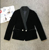 Slim Black Women's Blazers and Jackets Long Sleeve Double Breasted Basic Solid Office Female Formal Velvet Jackets Lady
