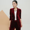 Spring Autumn Korean Women Velvet Blazer Black Blue Green Wine red Plus Size Ladies Office Blazers Double Breased 3XL