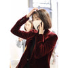 KoHuiJoo Velvet Blazer Women Slim One Button Office Ladies Elegant Blazer Coat Full Sleeve Solid Casual Outwear Wine Red