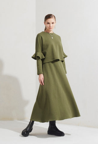 Women's Ruffle Sleeve Top and Skirt Set