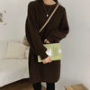 Korea Chic Autumn O-neck Lantern Sleeve Sweater Dress Casual Women Winter Loose Black Warm Vestidos Dress Robe Femme