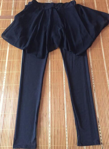 Korea Chiffon Skinny Leggings with Asymmetrical Skirt Plus Size 3XL 4XL,Elastic Waist Good Stretch Boho Deporte Women Legging