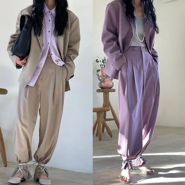 Korea ins autumn retro lapel one button long-sleeved blazer