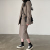 Korean 2 Set Woman Skirt Suits Retro Plaid Blazer Sets Suit Jacket + High Waist Skirt Sets OL Casual Blazer Two Piece