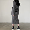 Korean 2 Set Woman Skirt Suits Retro Plaid Blazer Sets Suit Jacket + High Waist Skirt Sets OL Casual Blazer Two Piece