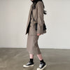 Korean 2 Set Woman Skirt Suits Retro Plaid Blazer Sets Suit Jacket + High Waist Skirt Sets OL Casual Blazer Two Piece