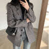 Korean 2 Set Woman Skirt Suits Retro Plaid Blazer Sets Suit Jacket + High Waist Skirt Sets OL Casual Blazer Two Piece