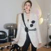 Korean Autumn  Blazer Designer Trend Chic Dark Flower Clothing Decoration Lace Casual Woman 2023 Collection