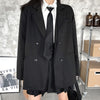 Korean Black Suit Blazers Outerwear Long Sleeve Women Double Breasted Thin Suit Coat 2022 Casual Office Spring Clothes Women
