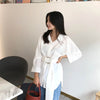Korean Casual Loose Autumn Top And Blouse 2022 New Fashion Turn-down Collar Long Shirt Long Sleeve Solid Blouse With Belt