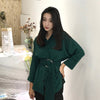 Korean Casual Loose Autumn Top And Blouse 2022 New Fashion Turn-down Collar Long Shirt Long Sleeve Solid Blouse With Belt