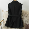 Korean Casual Suit Lapel Sleeveless Gilet With Belt Chic Waistcoat Female Sleeveless Coat Harajuku Single-Breasted Women Jacket