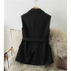 Korean Casual Suit Lapel Sleeveless Gilet With Belt Chic Waistcoat Female Sleeveless Coat Harajuku Single-Breasted Women Jacket