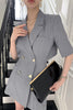 Korean Chic Dress Summer Style Suit Collar Chic Dress Double Breasted Care Back Hollow Short Sleeve Dress