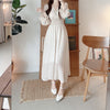 Korean Chic Design Autumn Spring Womens Slim Waist A Line Elegant Date Girls Long Single Breasted Button Shirt Dress