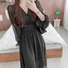 Korean Chic Design Autumn Spring Womens Slim Waist A Line Elegant Date Girls Long Single Breasted Button Shirt Dress