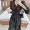 Korean Chic Design Autumn Spring Womens Slim Waist A Line Elegant Date Girls Long Single Breasted Button Shirt Dress