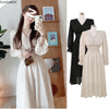 Korean Chic Design Autumn Spring Womens Slim Waist A Line Elegant Date Girls Long Single Breasted Button Shirt Dress