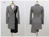 Korean Coats Women Winter Houndstooth Blazer Splicing Irregular Plaid Black Grey Patchwork Long Wo Coat Office Business  Coat