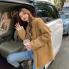 Korean Corduroy Loose Oversized Blazers Women Autumn Long Sleeved Thick Jacket Single Breasted Black Blazer