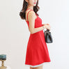 Korean Dress Women Clothing Sleeveless Cute Sexy Dress Summer Spaghetti Strap Slash Neck Dress Black Red Vestidos