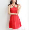 Korean Dress Women Clothing Sleeveless Cute Sexy Dress Summer Spaghetti Strap Slash Neck Dress Black Red Vestidos