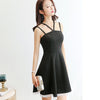 Korean Dress Women Clothing Sleeveless Cute Sexy Dress Summer Spaghetti Strap Slash Neck Dress Black Red Vestidos