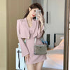 Korean Elegant Chic Suit Two Piece Women's Spring and Autumn Short Casual Pink Blazer Coat+Slim Sling Dress Set