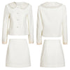 Korean Beading Two Piece Outfits 2023 Ladies Elegant White Blazer + Skirt Two Piece Set Female Autumn Winter Clothes