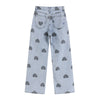 Korean Heart Shaped Printing Wide Leg Jeans Women Autumn Ins Street Retro Loose High Waisted Straight Jeans Female