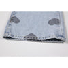 Korean Heart Shaped Printing Wide Leg Jeans Women Autumn Ins Street Retro Loose High Waisted Straight Jeans Female