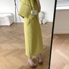 Korean Skirt Suits Women Sets V-Neck Short Sleeve Blazer + Loose Pencil Skirt Two Piece Set 2023 Summer