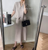 Korean Skirt Suits Women Sets V-Neck Short Sleeve Blazer + Loose Pencil Skirt Two Piece Set 2023 Summer