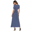 Korean Fashion Women Maxi Long Dress Vintage Polka Dot Dress Short Sleeves High Waist A-Line Beach Dress Plus Size 3XL 4XL 5XL
