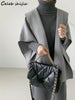 Korean Woolen Dress Women Winter Turtleneck Elegant Gray Long Sleeve Knitting Dress Solid Autumn Sweater Clothing