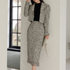 Korean Formal Coat and Skirts Suit for Women Tweed Crop Jacket Midi Calf Length Skirt 2 Piece Set Womens Suits Blazer with Skirt