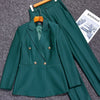 Korean Formal Ladies Blue Blazer Women Business Suits with Sets Work Wear Office Uniform  2-piece Large Size Pants Jacket Set