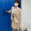 Korean French temperament lapel one button long-sleeved suit jacket + high waist pleated skirt skirt female