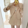 Korean French temperament lapel one button long-sleeved suit jacket + high waist pleated skirt skirt female