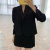 Korean French temperament lapel one button long-sleeved suit jacket + high waist pleated skirt skirt female