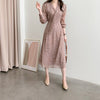 Korean Ins Early Spring Gentle Cute Youth-Looking Temperment Waist Slimming Dress Floral Chiffon Midi Dress