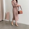 Korean Ins Early Spring Gentle Cute Youth-Looking Temperment Waist Slimming Dress Floral Chiffon Midi Dress