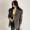 Korean Jacket Trench Coat Chic Autumn Suit Collar Plaid Design Loose And Two Long Sleeve Tweed