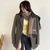 Korean Jacket Trench Coat Chic Autumn Suit Collar Plaid Design Loose And Two Long Sleeve Tweed
