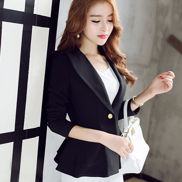 Korean New Fashion Ruffles Slim Blazers Clothes Casual Puff Sleeve Coats Single Button Notched Collar Women Working Wear 62742